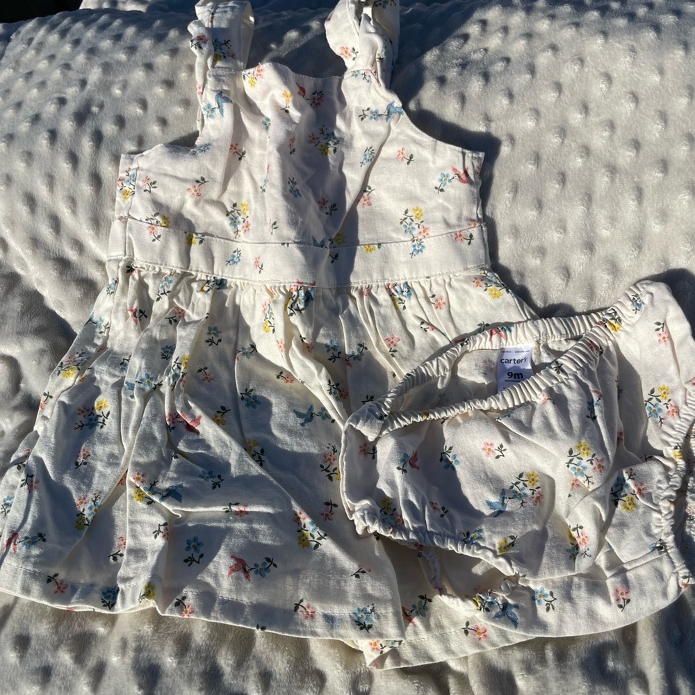 Carter's White Floral Baby Dress with Bloomers